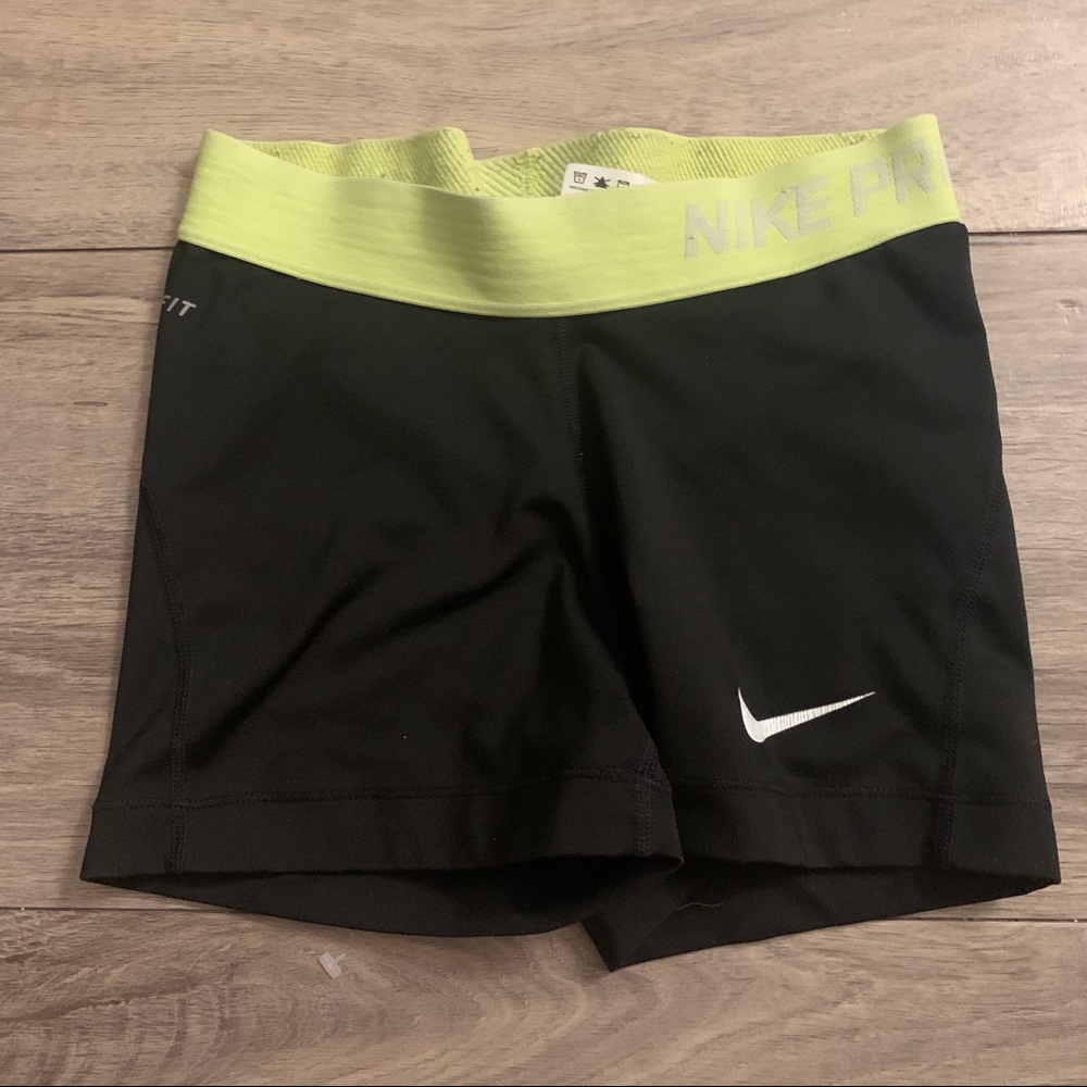 Dri Fit Nike Pro Spandex Shorts Black and Neon